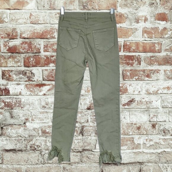 2/$50 L'Agence Green Distressed Jeans Size 25 | Trendy Slim-Fit Denim Pants - Picture 2 of 7